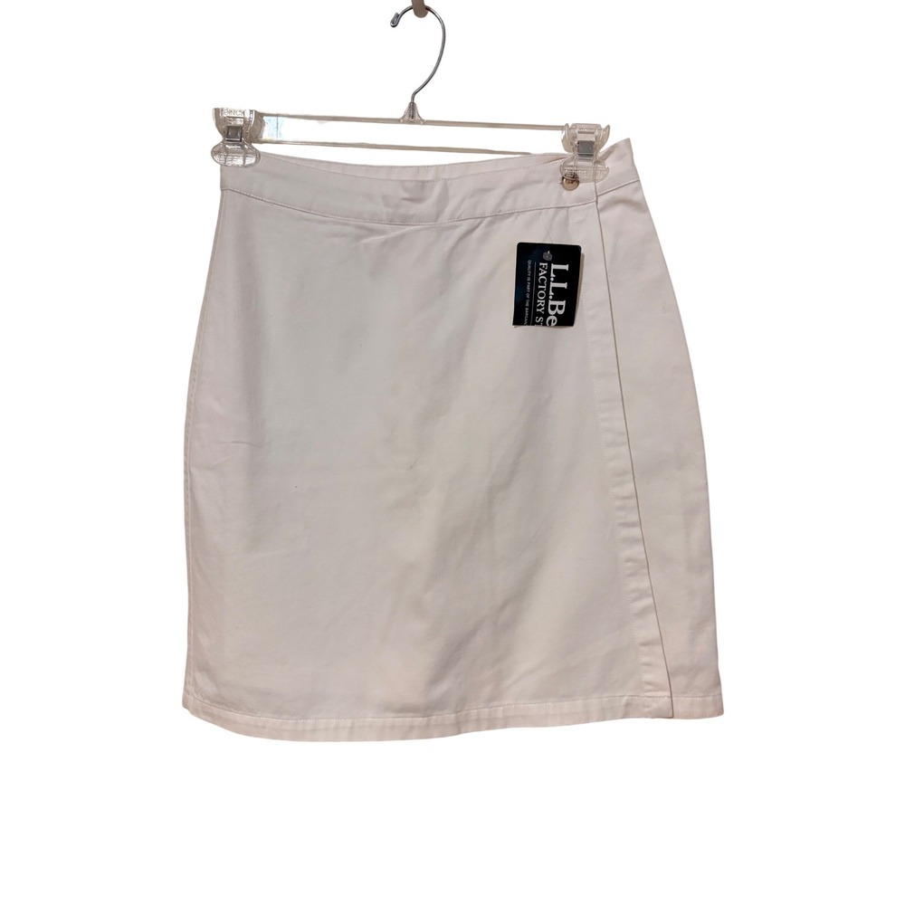 LL Bean Womens White Cotton Wrap Skort Size 8 Regular NWT